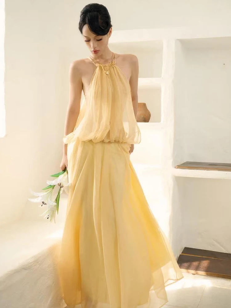 Irregular Hem Elegant 2026 Summer Fashion Draped Dress Women Sleeveless Mesh Chic Birthday Party Gown Vacation Vestidos