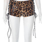 Sequins Shorts Women Y2K Leopard Print Hollow Midnight Sexy Hottie Side Shirring Summer Wild Fashion Classic Bottoms