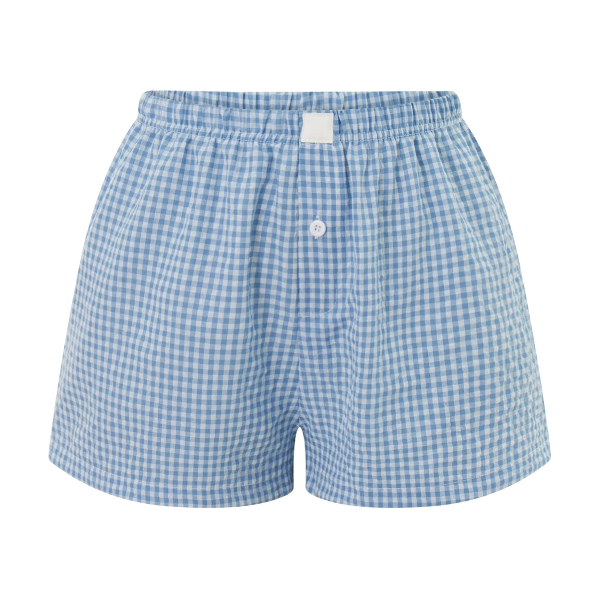 Women Y2k Gingham Boxer Shorts Stripes Button Elastic Waist Boxers Cute Mini Bloomers Plaid Loose Fit Boy Shorts