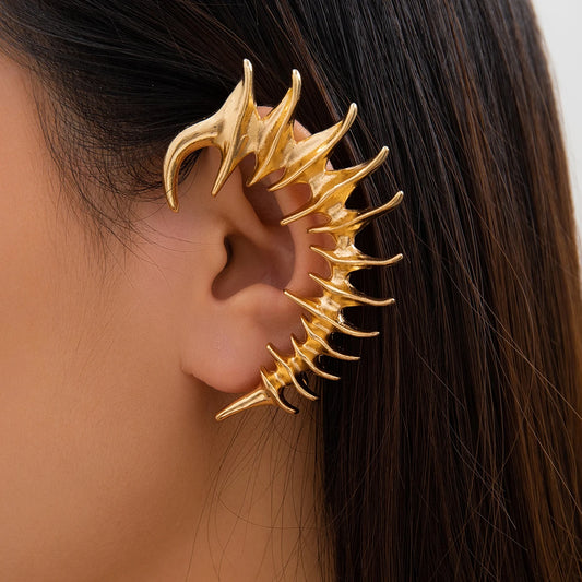 1PC Unique Left Ear Spine Bone Clip Earrings for Women No Piercing Fake Cartilage Geometric Clips Jewelry Accessories