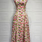 Women Halter Floral Print Sexy Midi Dress Sweetheart Neck Sleeveless Backless Pleated Bodycon Club Party Longdress