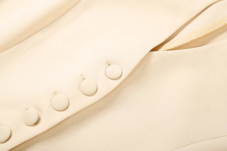 Elegant Office 2Piece Set Women Classic Long Sleeve Single Button Ruffled Jacket+Peach Hip Mid Skirt Matching Outfits