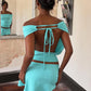 Sexy Irregular 2 Piece Set Women Trend Simple Halter Backless Tank Top+Mini Skirt Fashion Vacation Party Streetwear
