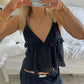 Summer Vacation Ruffles Trim Peplum Crop Tops Jacquard Eyelet Babydoll Camis Fairycore Y2k V Neck Backless Tank Tops
