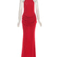Folds Maxi Dress Women Bandage Halter Long Tassel Sleeveless Backless High Elasticity Elegant Banquet Party Vestidos