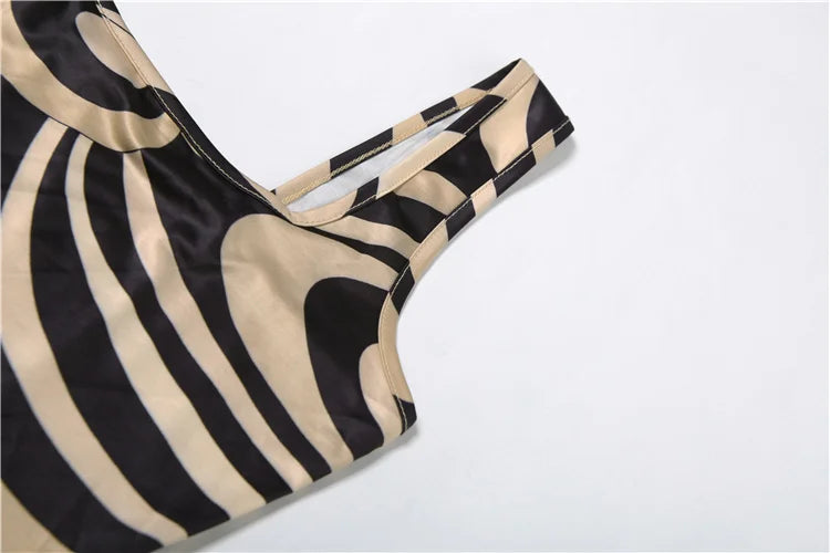 Stripe Print Dress Square Collar Sleeveless Sexy Tight Skinny Stretch Summer Trend Midnight Party Club Mini Bodycon