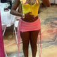 Women Textured Knit Mini Skirt Summer Fashion Solid Color Low Rise Short Skirts with Long Fringe Side Ties and Raw Edges