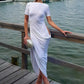 Sexy Backless Long Dress Woman Summer Trend o-Neck Short Sleeve Side Hollow Design Vacation Elegant Style Design