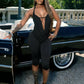 Sexy Swing Collar 2 Piece Set Women New Trend hollow Halter Bandage Sleeveless Tank Top+Mid-Length Shorts Streetwear