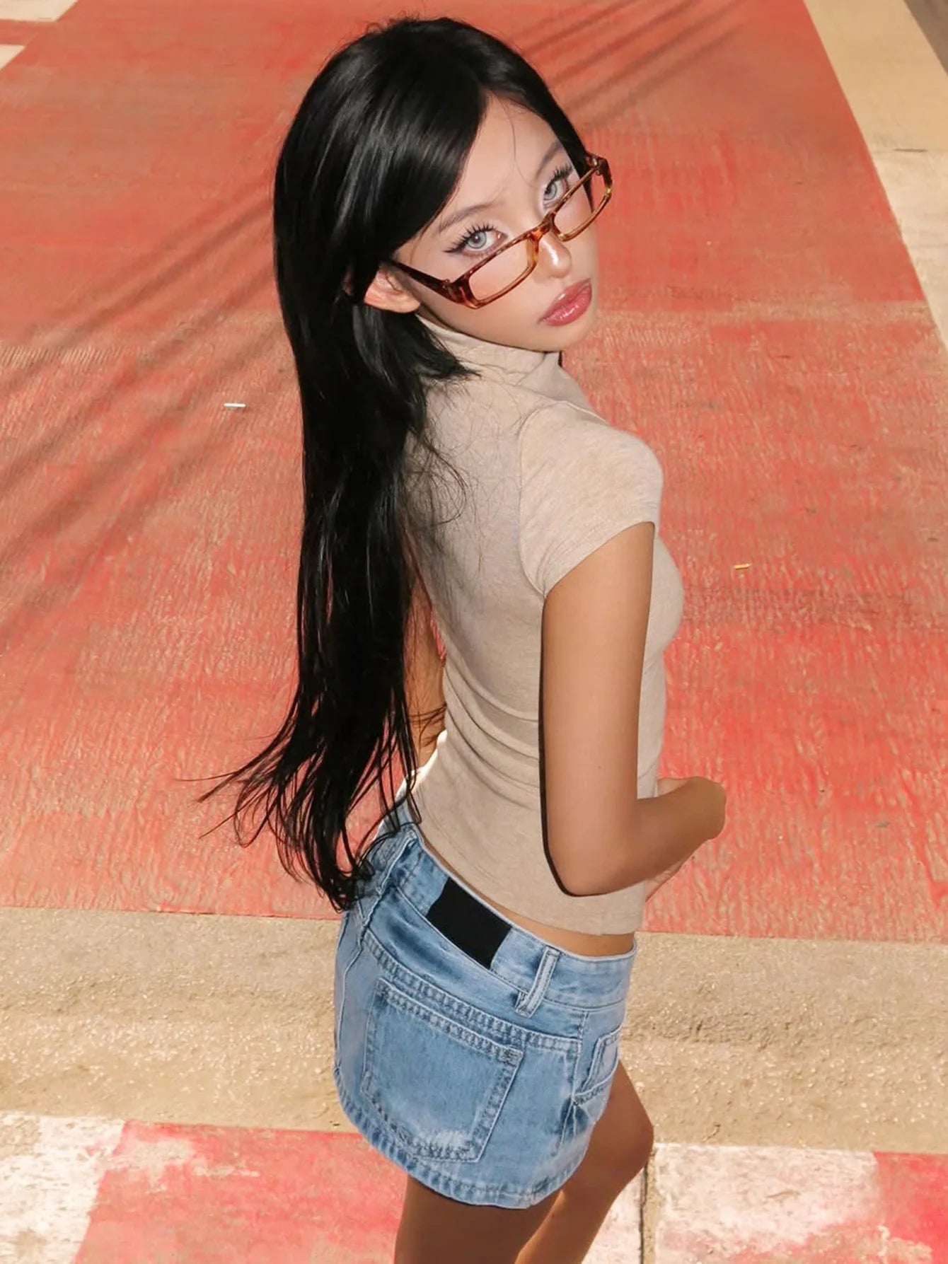 Side Button Slit Asymmetrical Crop Tops for Woman Sexy Short Sleeve Y2k T Shirt 2026 Summer Clothes