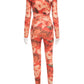 Chic 2 Piece Set Women Flowers Print Tracksuit Full Sleeve o-Neck Crop Tops+Leggings Matching Skinny Streetwear Outfits