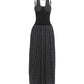 Elegant Party Sling Dress+Scarf Woman Low-Neck Backless Polka Dot Print Sleeveless Mesh Patchwork Hem Ruched Vestidos