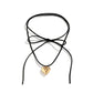 Elegant Goth Love Heart Pendant Necklace for Women Collares Wed Bridal Knotted Bowknot Adjustable Chain Y2K Jewelry New