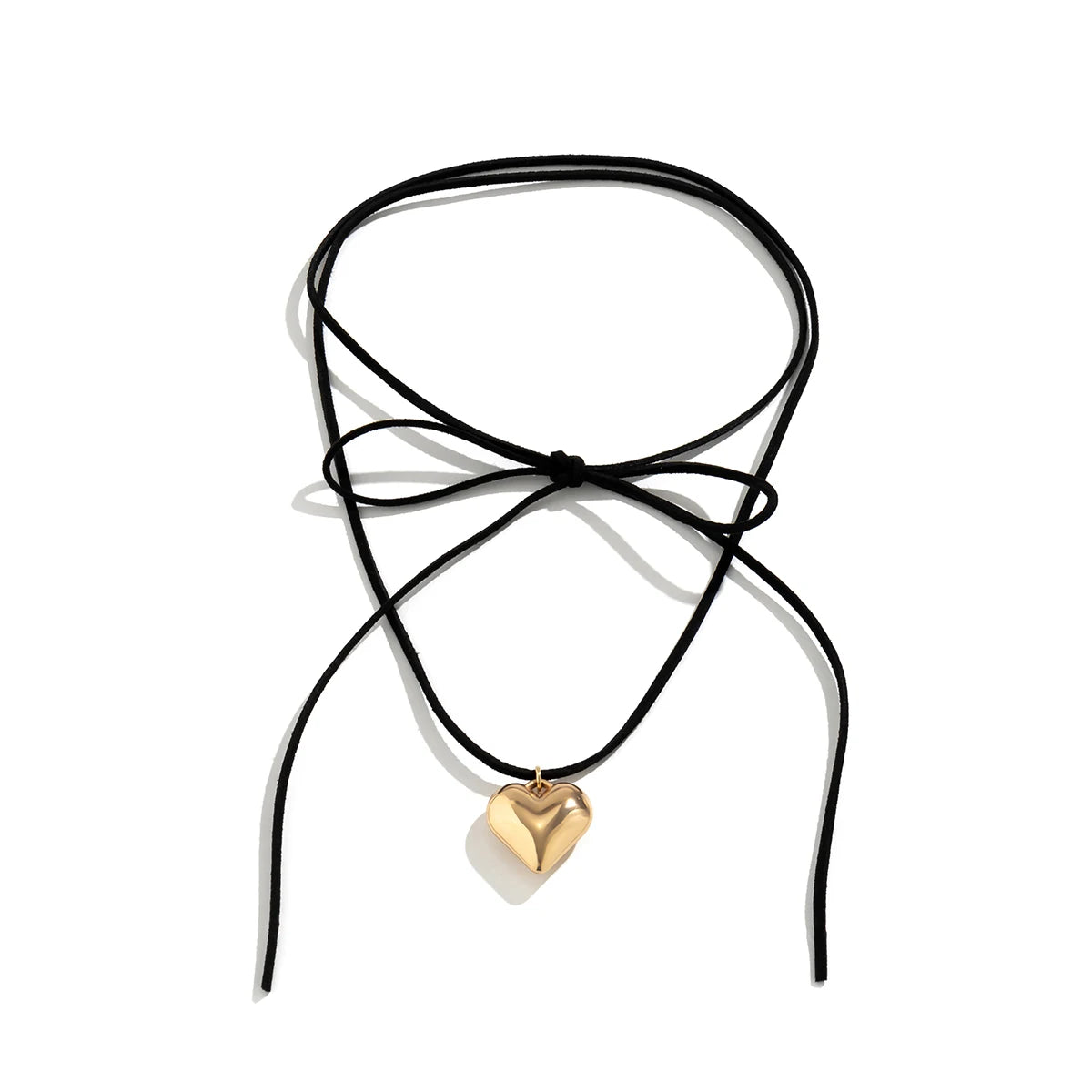 Elegant Goth Love Heart Pendant Necklace for Women Collares Wed Bridal Knotted Bowknot Adjustable Chain Y2K Jewelry New