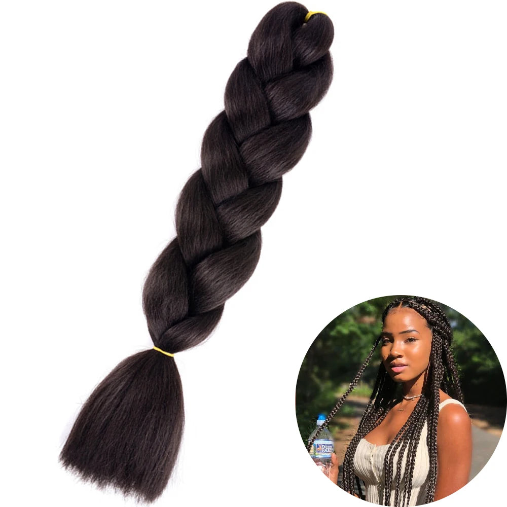 Synthetic Jumbo Braiding Hair Extension 24 Inch Heat Resistant Fiber In Bulk Ombre Jumbo Braids Hair For Black Women