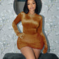 Luxury 2 Piece Set (Not Including Gloves) Woman Sexy Velvet Bodysuits+Furry Peach Hip Skirts Midnight Party Clubwear
