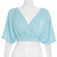 Deep V Neck Cross Front Crop Tops for Woman Clothes Summer 2026 Fashion Women T Shirts Blue