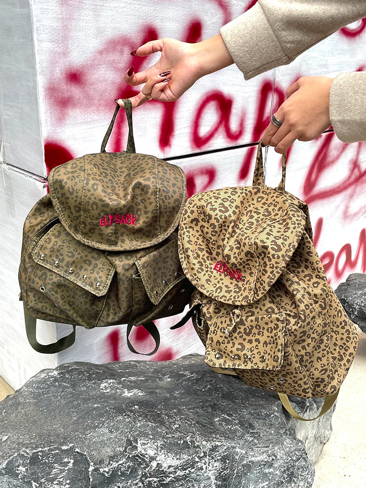 Leopard Print Large Capacity Backpack Summer Backpack Lightweight School Bag for Women