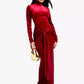 Velvet Long Sleeve Sexy Maxi Dress For Women Autumn Winter New Turtleneck Draped Ruched Bodycon Sexy Long Dress