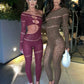 Shine Rhinestones Jumpsuits Women Irregular Hollow Skew Collar Single Sleeve Hottie Sexy Coquettish Clubwear Overalls
