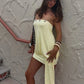Tassel Decoration Mini Dress Woman Metal Rings Wrap Chest Backless Skinny Peach Hip Vacation Elegant Style Bodycon