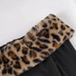 Fluff Leopard  2 Piece Set Women Slash Neck Backless Full Sleeve Crop Tops+Skinny Pants High Street Wild Style Suits