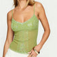 Sexy Women Sequin Beaded Mesh Cami Top Spaghetti Strap V Neck Fitted Sheer Camisole for Nightclub Party Festival Outfits