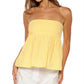 Y2K Vintage Strapless Tube Babydoll Top Women Back Bow Tie Gathered Peplum Flowy Solid Stripe Summer Beach Casual Tops