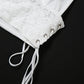 Sexy 2Piece Set Women Y2K Patchwork Lace V-Neck Sleeveless Backless Folds Halter Tops+Wave Edge Skirt Matching Suit