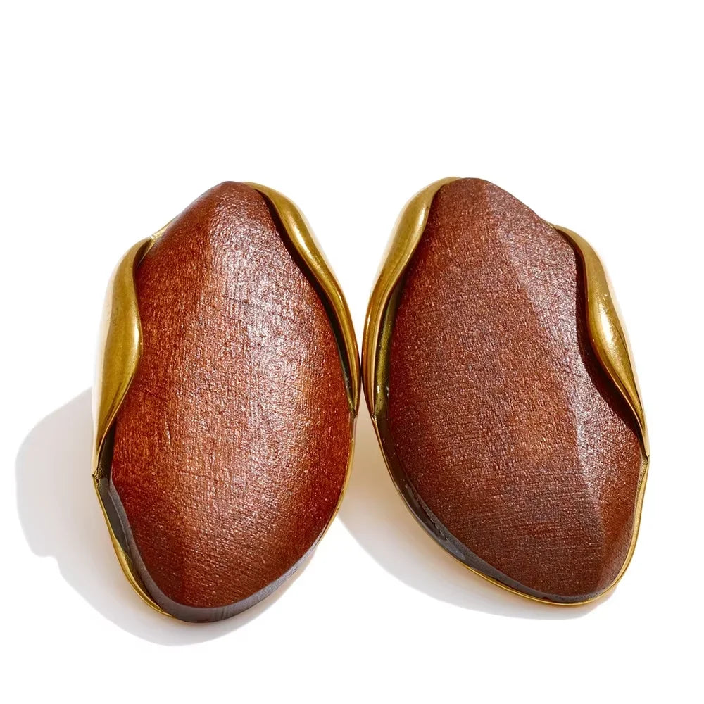 New Design Brown Green Beige Resin Geometric Adjustable Ring Golden PVD Stainless Steel Rust Proof Finger Jewelry Gift