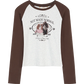 Women's Vintage Contrast Raglan T-Shirt with Cute Graphic Print, Retro Long Sleeve Casual Top for Daily Wear