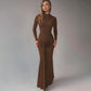 Long Sleeve Ruched Maxi Dress Solid Color Elegant Dresses for Woman Party Outfits Autumn 2025