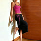 Casual Fashion 2 Piece Set Woman Low-Neck Backless Skinny Camisoles Tops+Bandage Tassel Decoration Long Skirts Suits