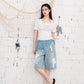 Double-Layer Textured Fitted T-Shirt, Off-Shoulder Ruched Short Sleeve Top