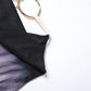 Backless Chain Dress Women See Through Sexy Y2K Sleeveless Gradient Print Side Split Midnight Clubwear Maxi Bodycon