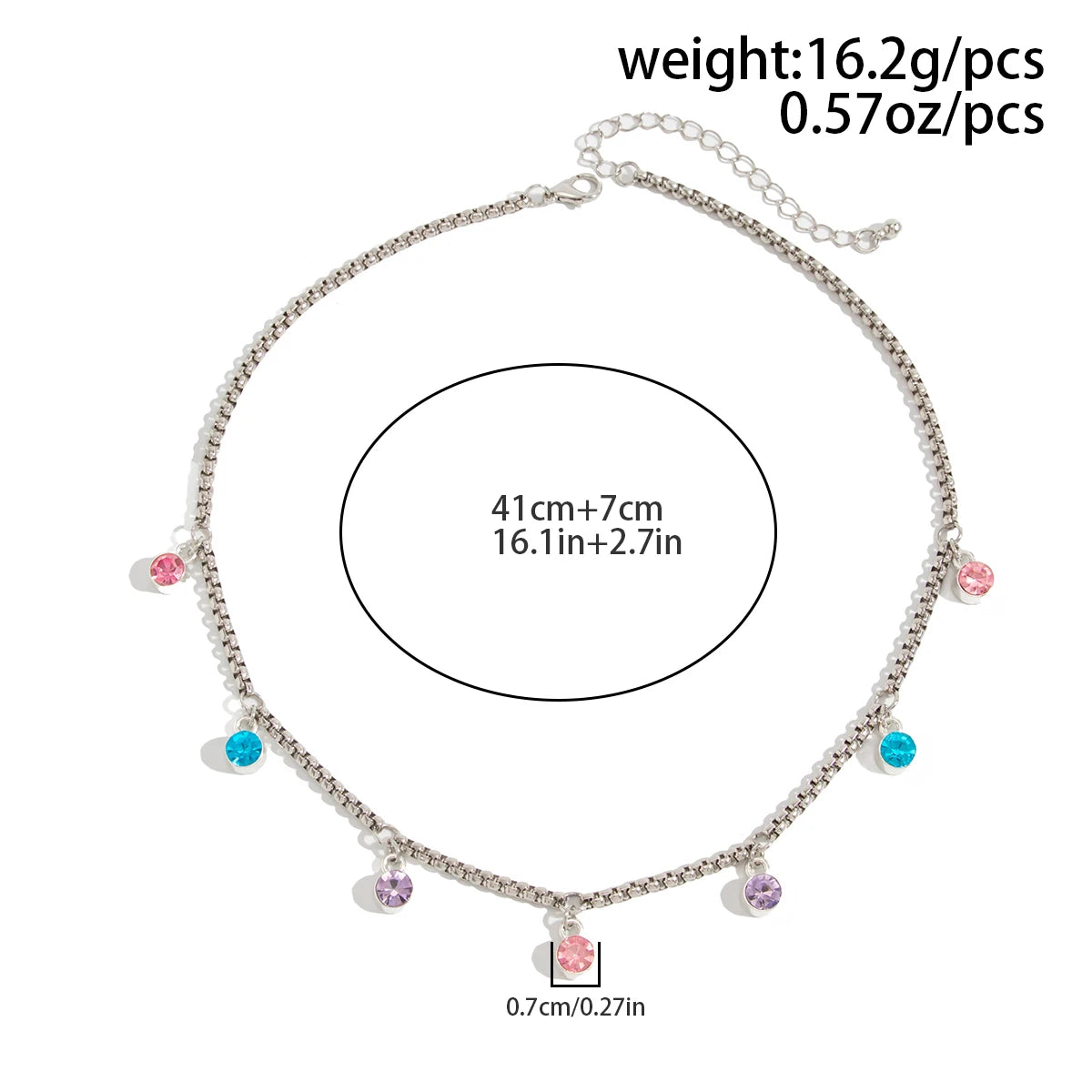 Sweet Colorful Rhinestones Pendant Choker Necklace for Women Cute Adjustable Clavicle Chain Y2K Jewelry Accessories