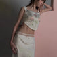 Sweet Patchwork 2-Piece Set Women Floral Print Irregular Hem Camisole+Lace Elastic Waist Skirt Summer Fashion Suit