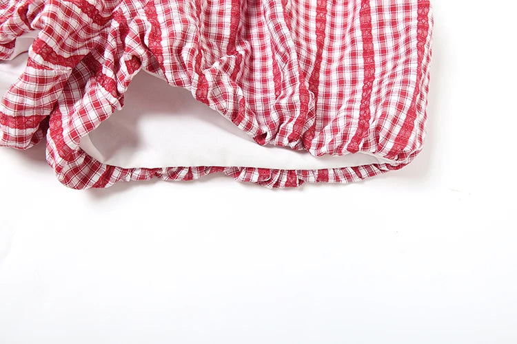 Sexy 2-Piece Set Women Striped Print Bandage Halter Patchwork Lace Backless Tank Tops+Puffy Shorts Matching Clubwear