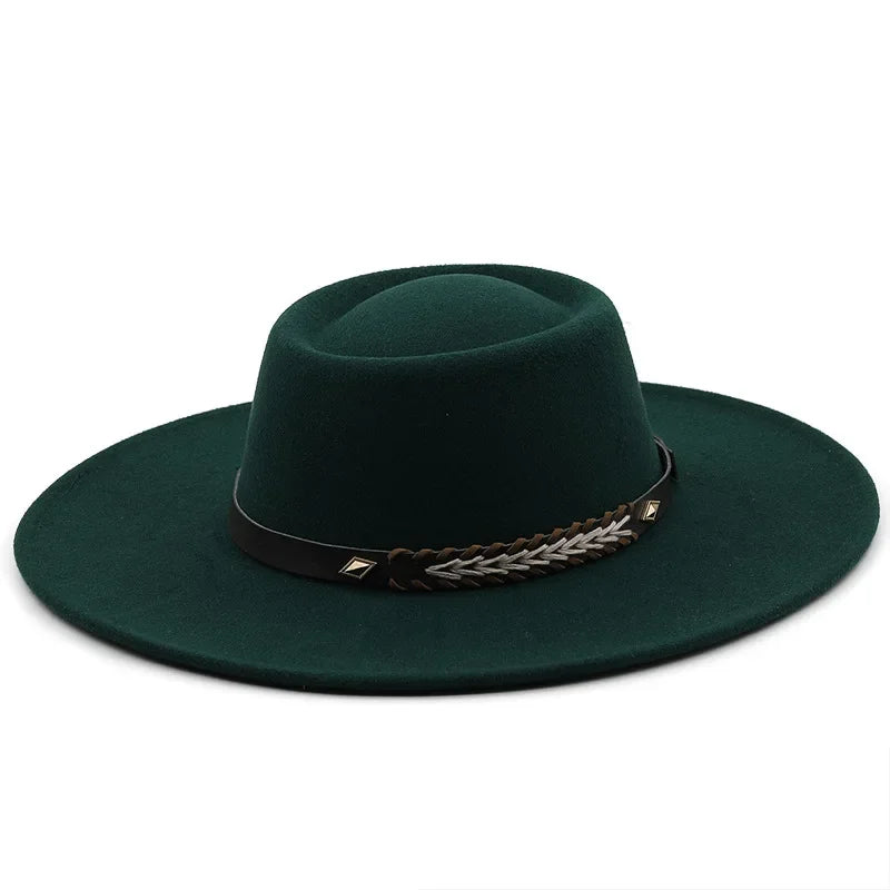 British Style Felt Fedoras Hats for Women9.5CM Wide Brim Men Formal Luxury Jazz Caps Bowler Wedding Dress Hat Chapeau Femme