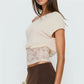 Women's Summer Tops Stylish Solid Color Floral Lace Patchwork Off One Shoulder Slim Fit Blouse for Casual Daily Wear
