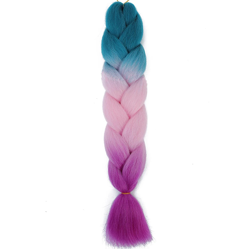 24 Inch Jumbo Box Braids Extensions Synthetic Braiding Hair DIY Hair Braids For Children Pink Purple Yellow Gray