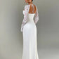 Lace Long Sleeve Sexy Maxi Dress Women Autumn New Square Collar Backless Lace-up High Split Sexy Club Party Long Dress