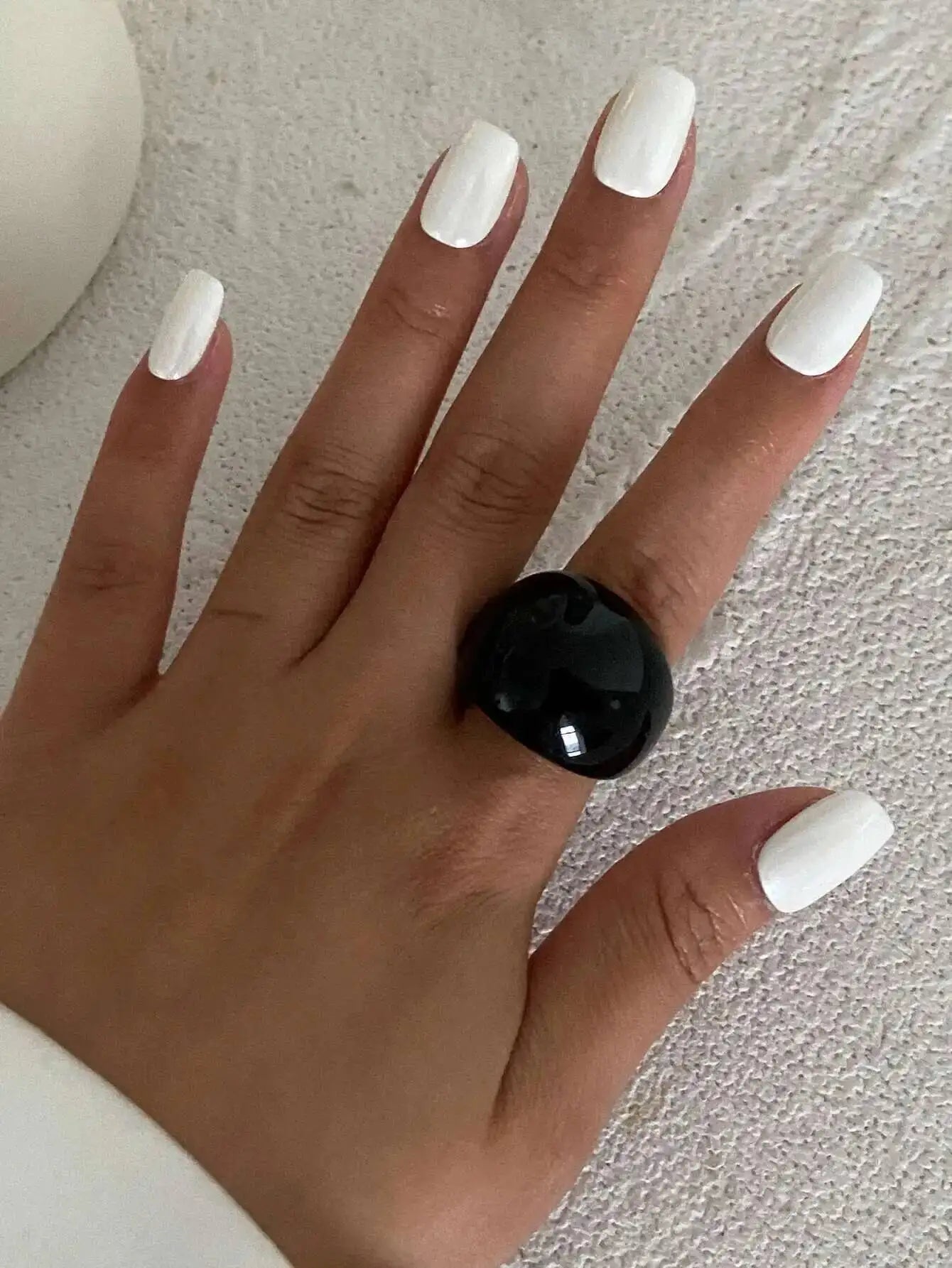 Vintage Irregular Smooth Resin Plastic Rings for Women New Trend Boho Geometric Finger Rings Aesthetic Party Jewelry