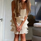 Women Summer Sleeveless Spaghetti Strap Dress Solid Color Chiffon Tiered Ruffled Mini Party Dress Vacation Streetwear