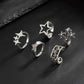 5Pcs Hip Hop Hollow Out Stars Open Rings Set for Men Gothic Geometric Pentagram Adjustable Knuckle Ring Party Jewelry New