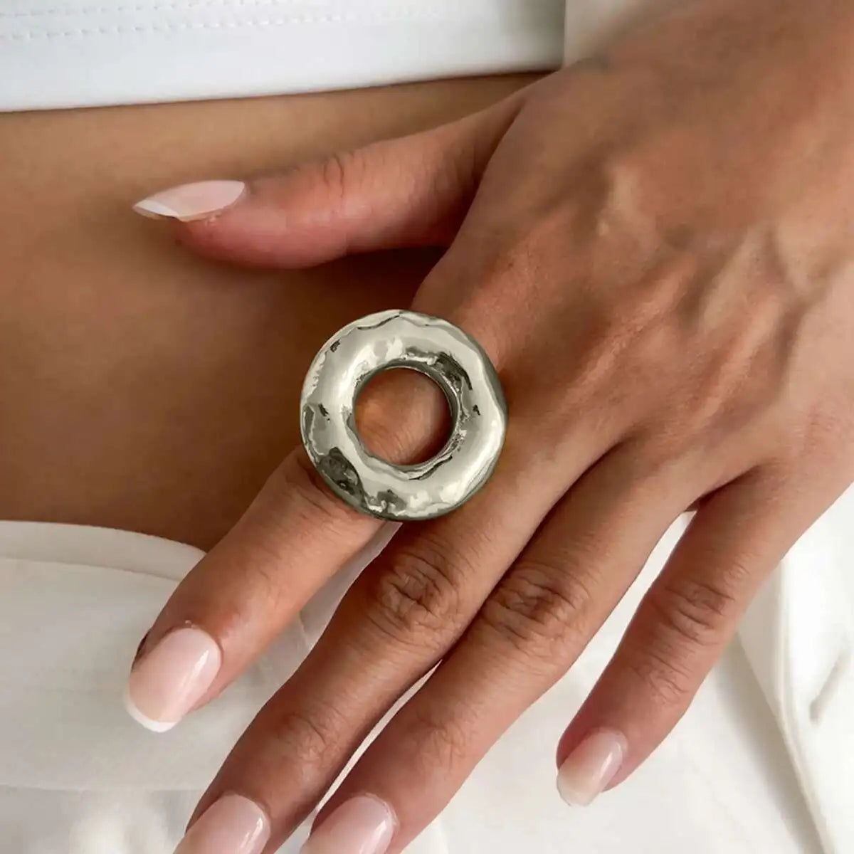 Creative Unique Metal Petal Flower Branch Open Ring Women Punk Gold Color Geometric Adjustable Rings Y2K Couple Jewelry