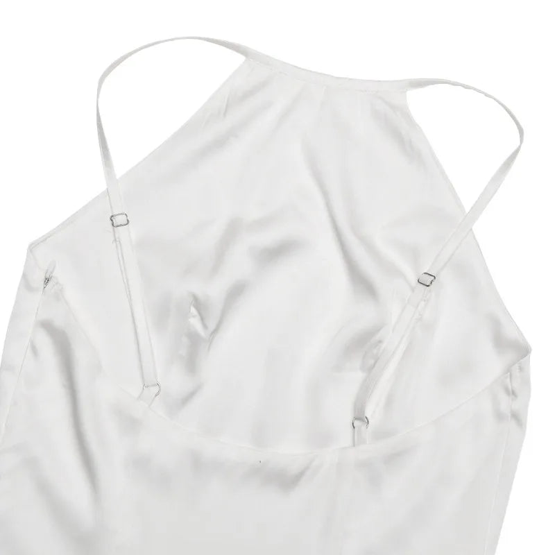 Sleeveless Backless Ruffled Mini Dress with Shawl Cocktail Party Satin White Elegant Dresses Woman 2025