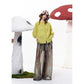 Women's Solid Color Sheer Blouse, Stand Collar Puff Sleeve Casual Button Down Loose Fit Shirt
