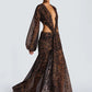 Leopard Print Long Sleeve Sexy Maxi Dress Women Fashion Hollow Out Backless Draped Ruched Bodycon Club Party Long Dress