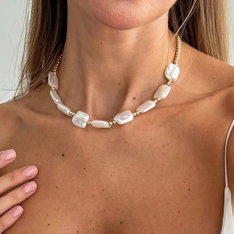 Bohemia Imitation Peal Chokers Necklace for Women Wedding Bridal Simple Adjustable Beads Chain Y2K Jewelry Accessories